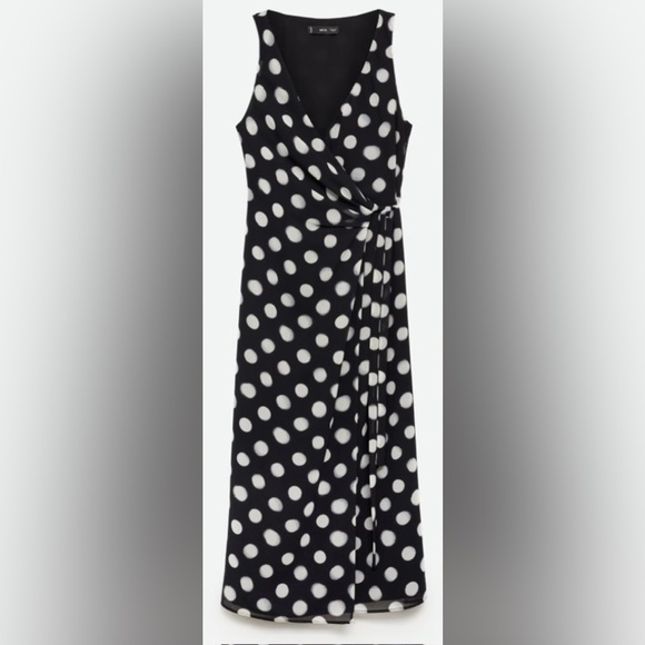 Mango Dresses & Skirts - Mango Black/White Polka Dot Wrap Dress: 
Size 6
